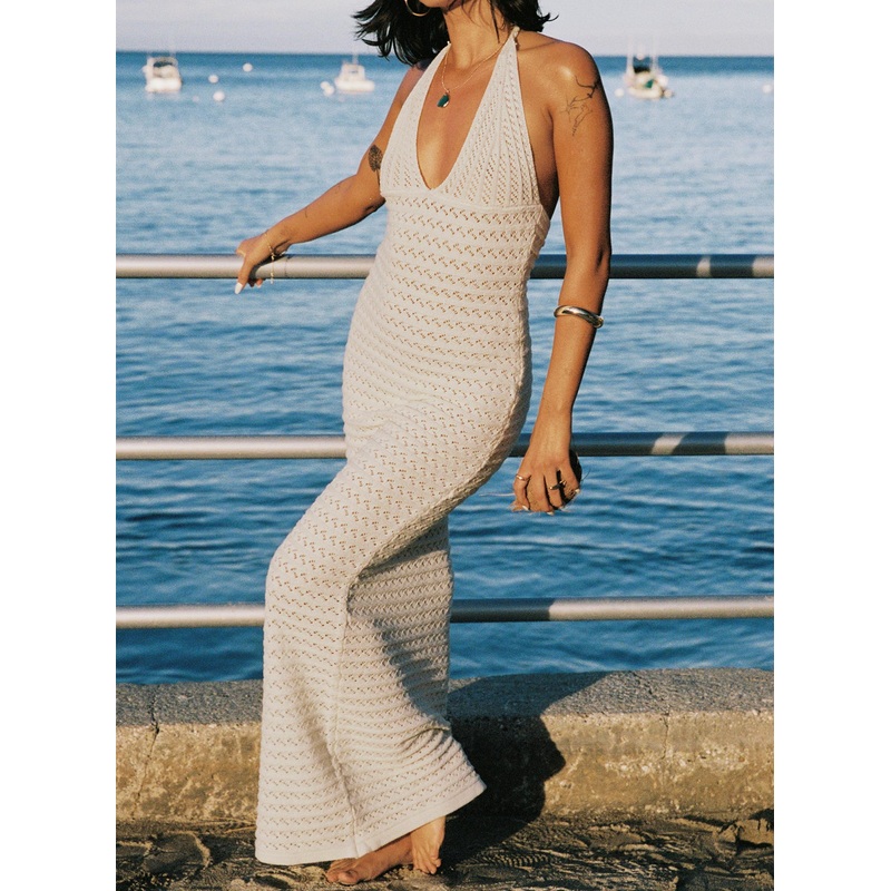 Lolanie Halter Maxi Dress White