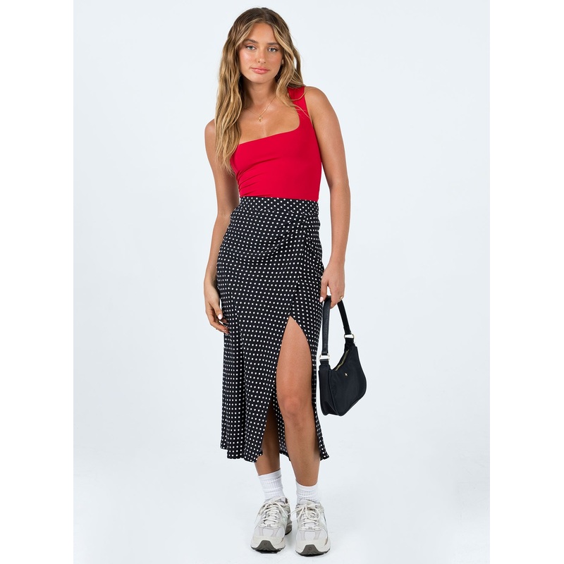 Mabel Midi Skirt Black Polka Dot