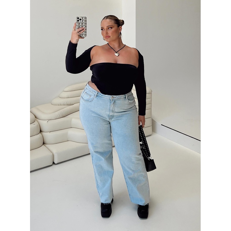 Queenstown Straight Leg Jeans Light Wash Denim Curve