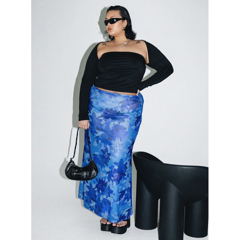 Starry Midi Skirt Blue Curve