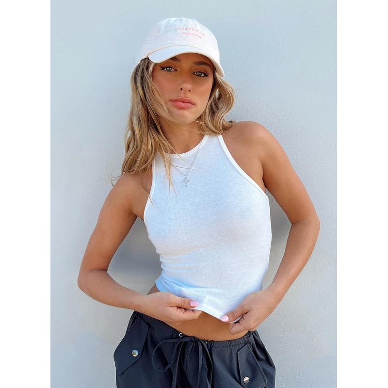 Yarran High Knit Cami White