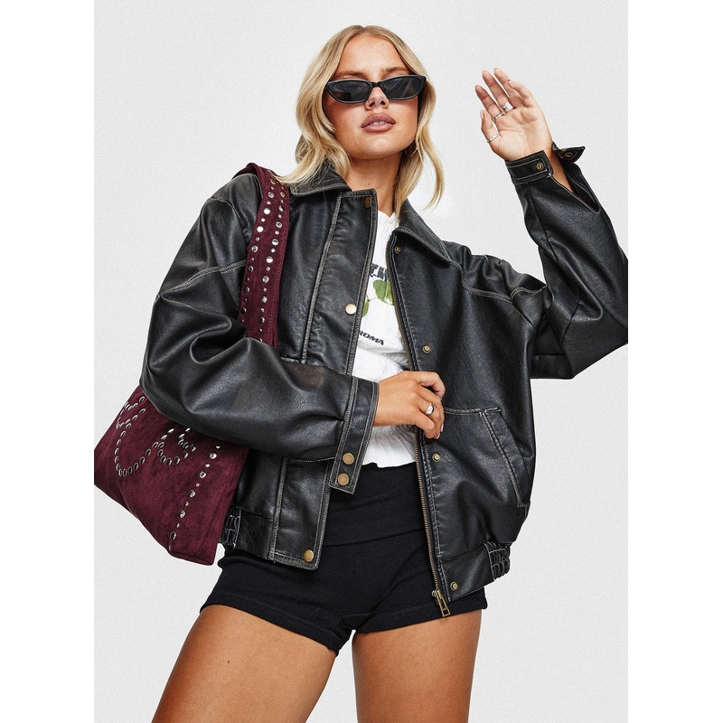 Jaxton Faux Leather Jacket Black