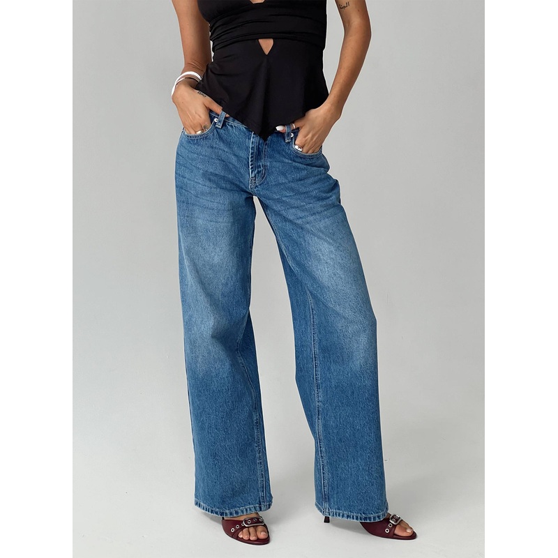 Serenitia Mid Rise Relaxed Jeans Mid Blue Wash Tall