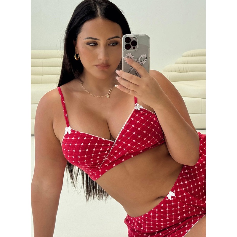 Slumber Pointelle Sleep Bralette Red Curve