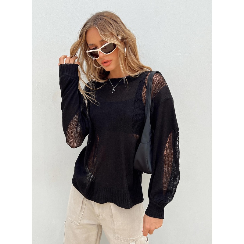 Wendy Oversized Knit Sweater Black