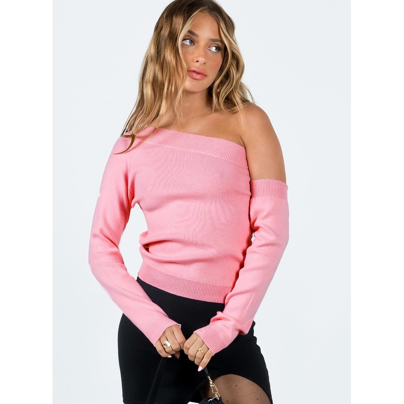 Yvonne One Shoulder Sweater Pink