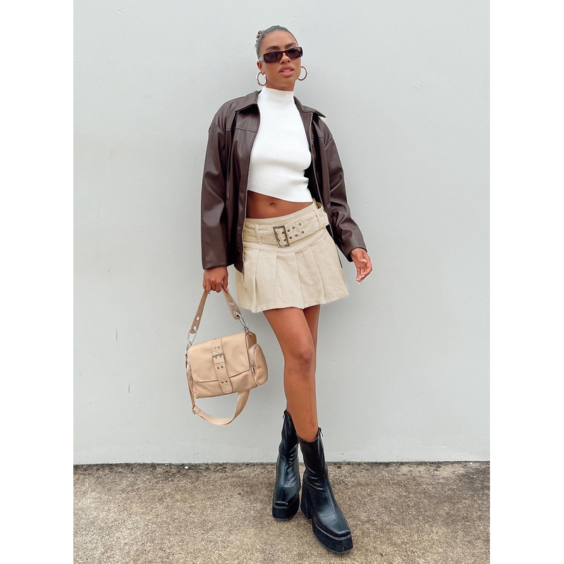 Activa Faux Leather Jacket Brown