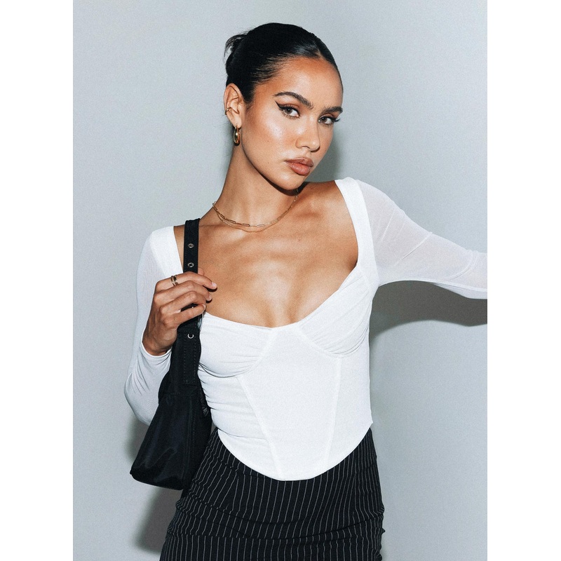 Bruna Top Long Sleeve White