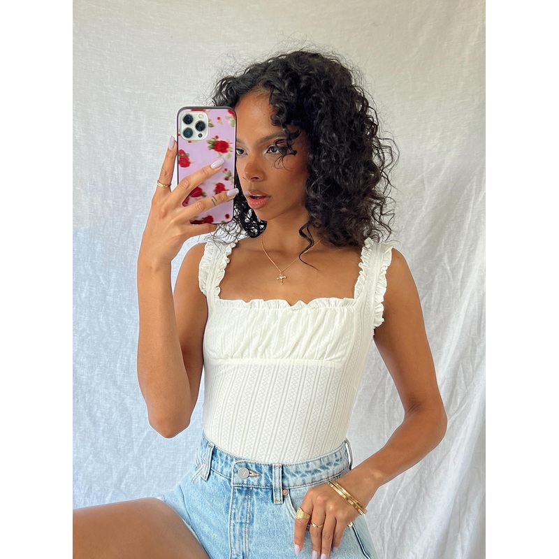 Farrand Pointelle Bodysuit Ivory