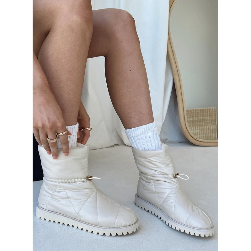 Higgins Quilted Ankle Boots Beige