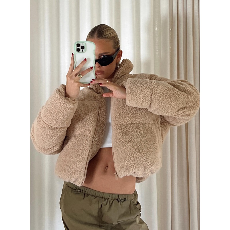 Bennie Teddy Puffer Jacket Beige