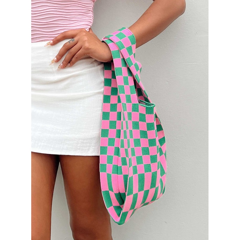 Gala Checkered Bag Green / Pink