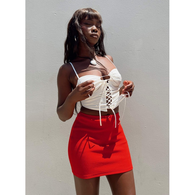 Kael Mid Rise Mini Skirt Red