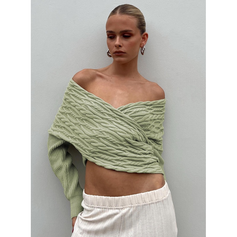 Tamas Wrap Front Sweater Sage