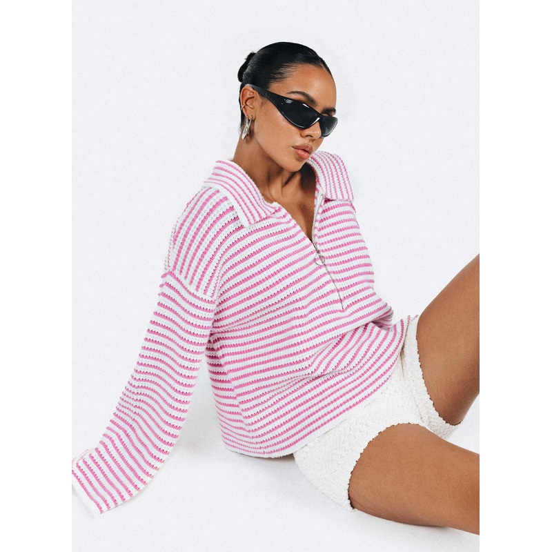 Willbar Oversized Sweater Pink / White