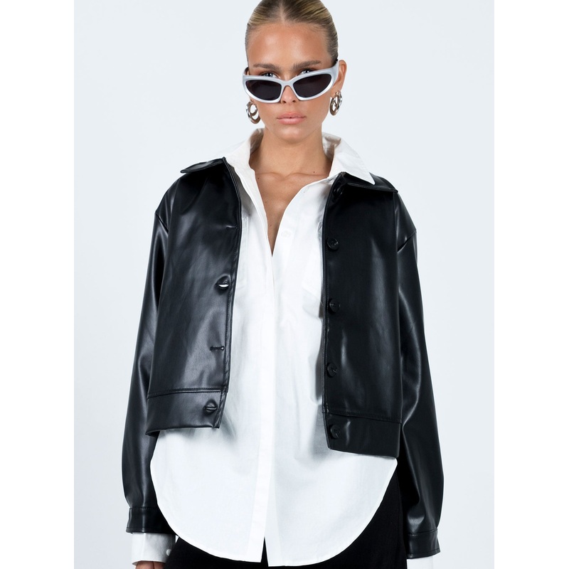 Yuka Faux Leather Jacket Black
