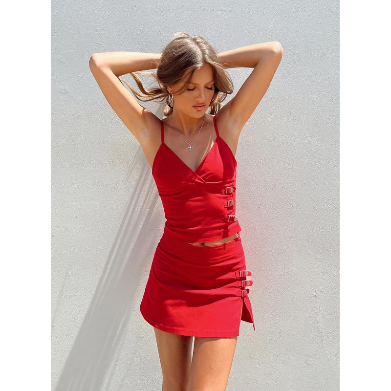 Back 2k Mini Skirt Red