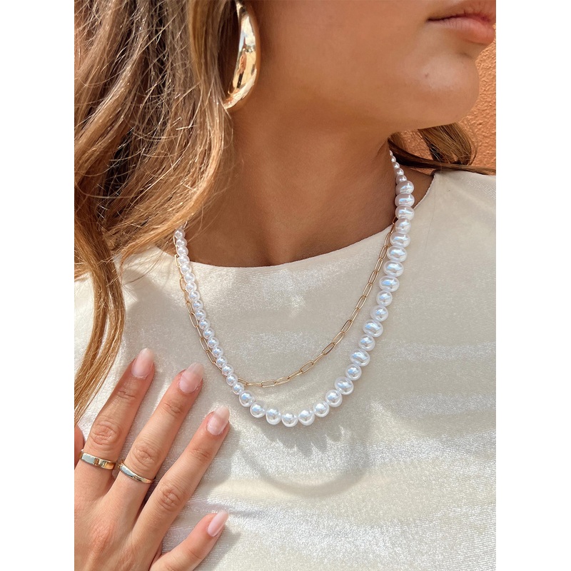 Basalt Pearl Necklace Gold