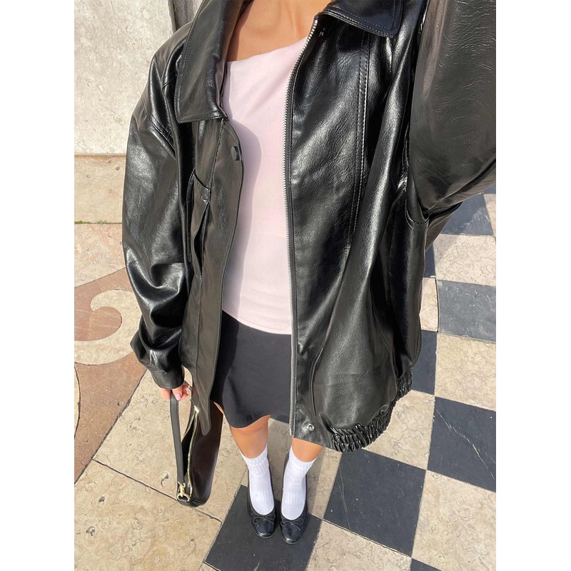 Devija Faux Leather Jacket Black