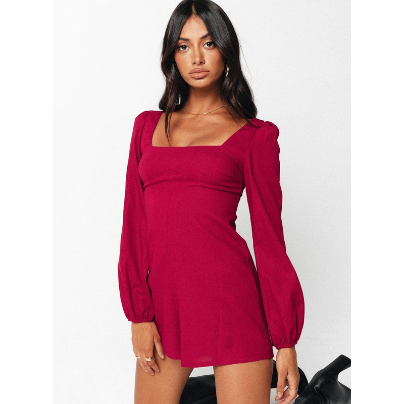 Hastings Long Sleeve Romper Burgundy