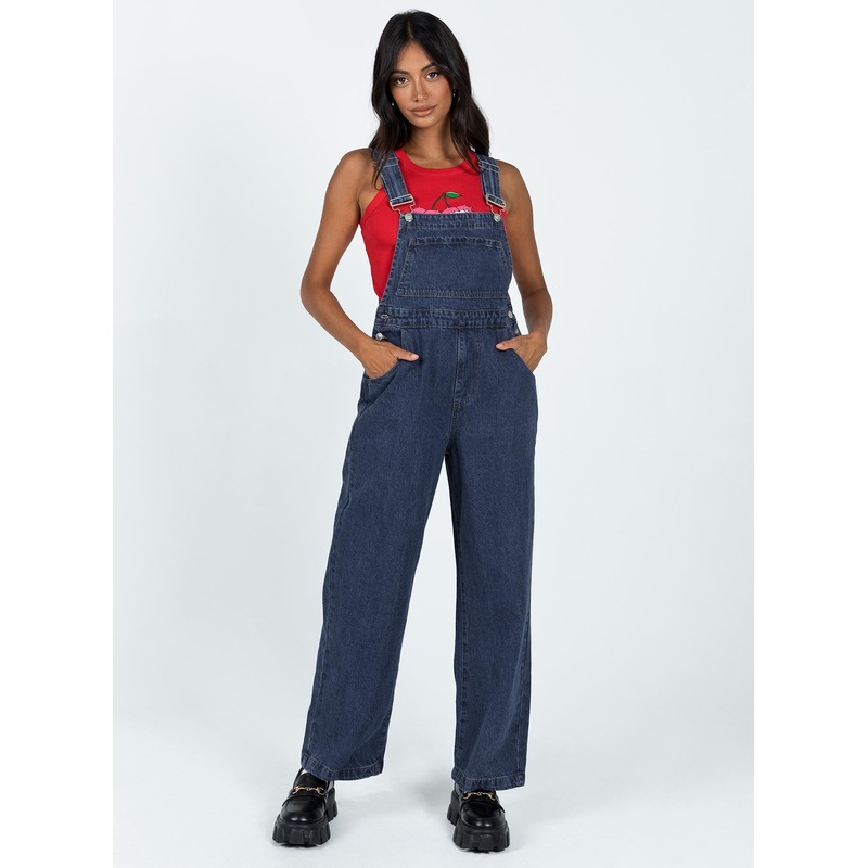Kacey Long Overalls Mid Blue