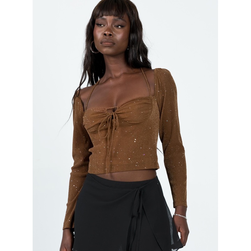 Stassy Long Sleeve Top Brown