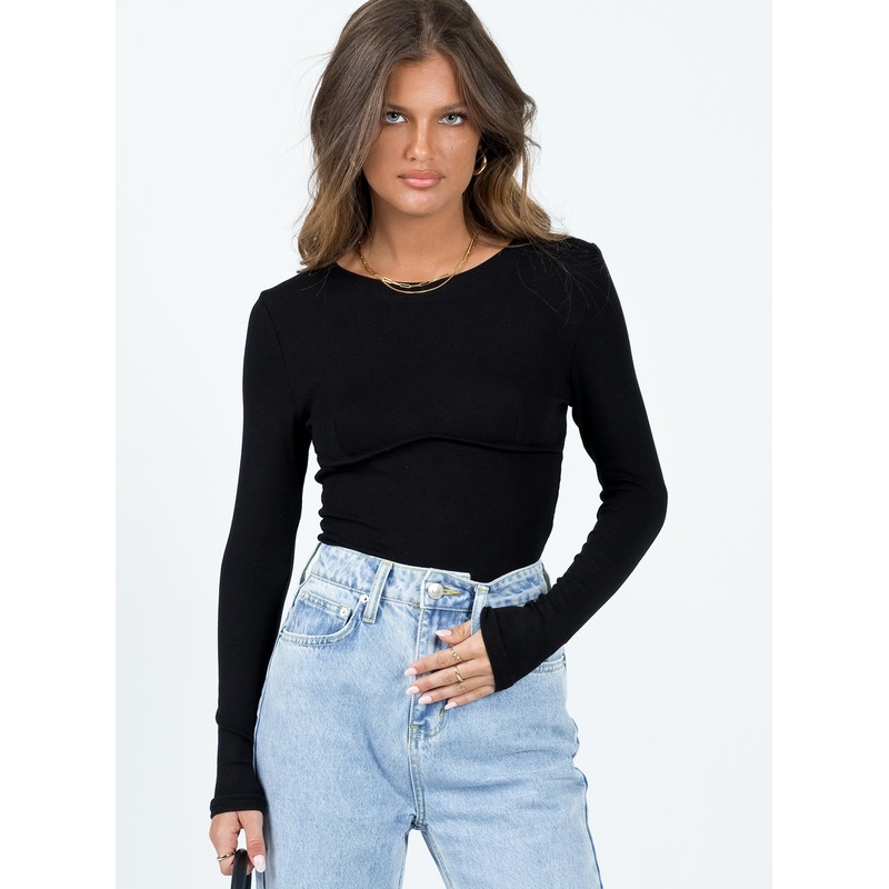 Swenson Long Sleeve Bodysuit Black