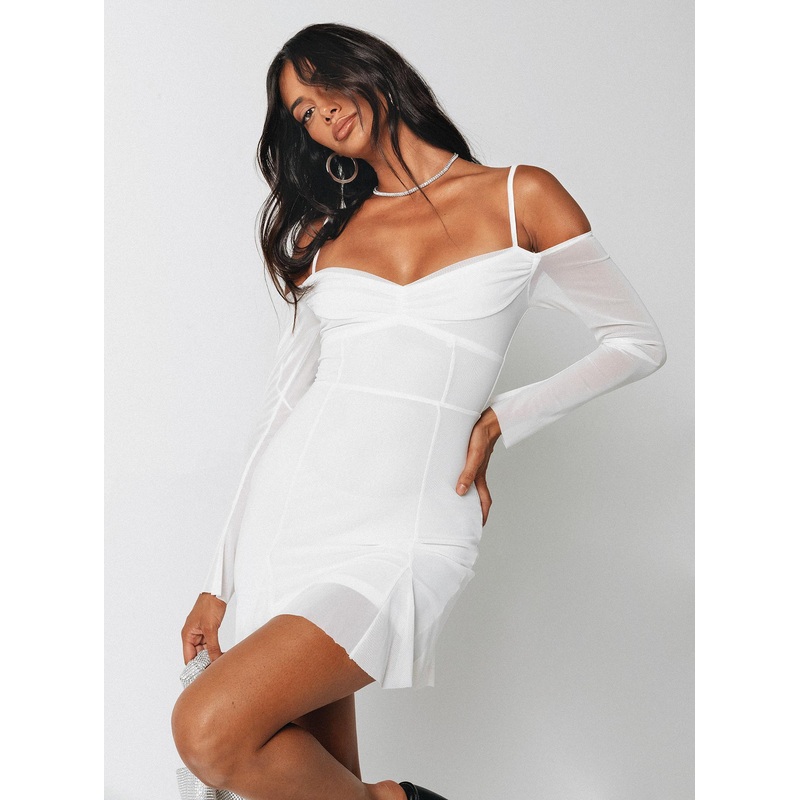 Viva Long Sleeve Mini Dress White