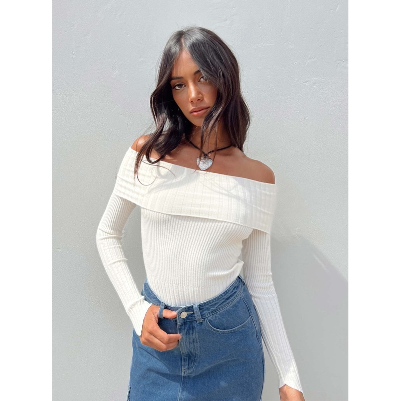 Wyandra Off The Shoulder Sweater White