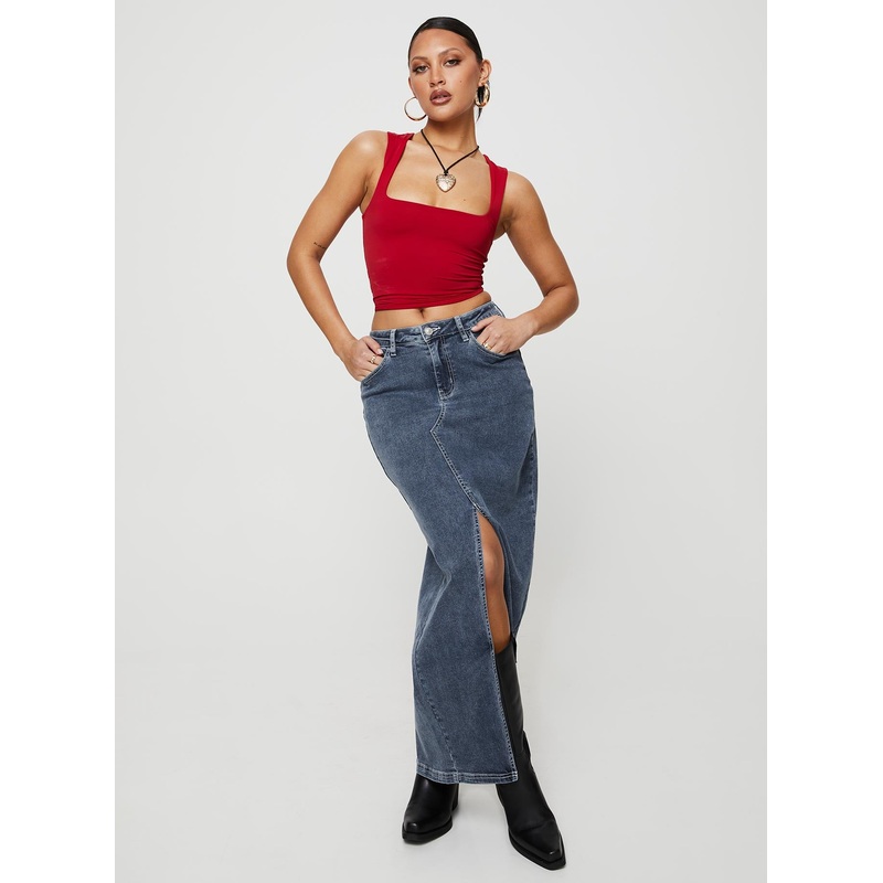 Batkins Maxi Skirt Dark Wash Denim