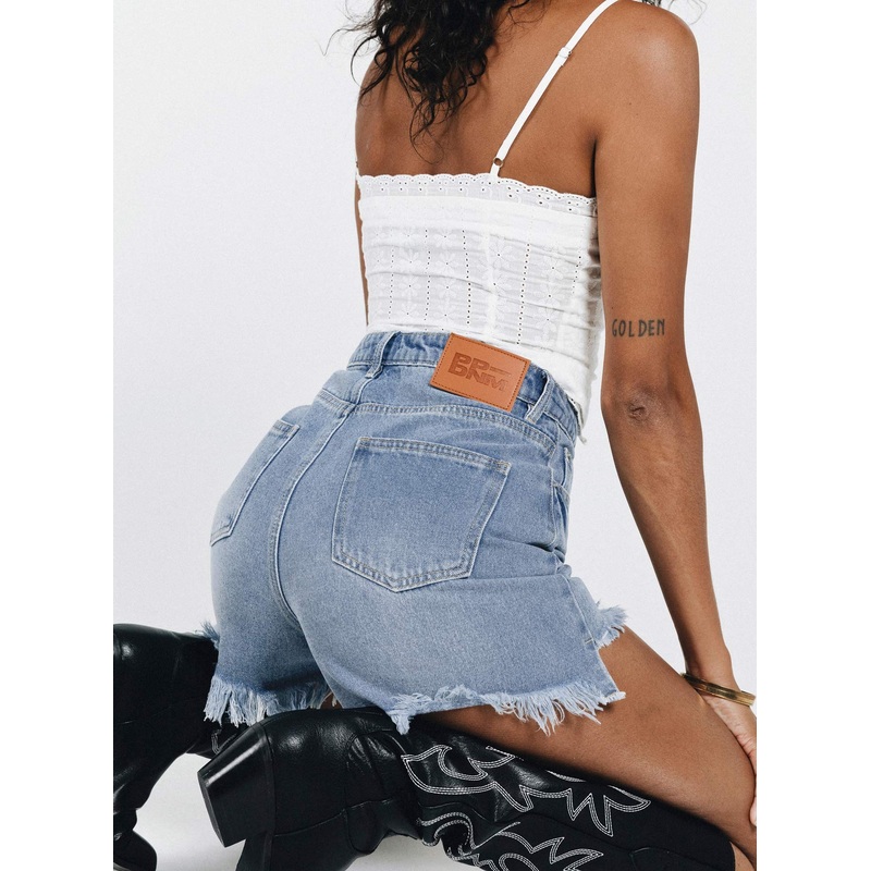 Kalynda Denim Shorts Mid Wash Blue