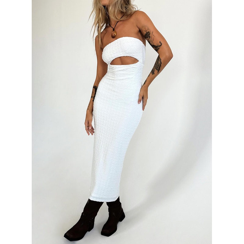 Talena Strapless Midi Dress White