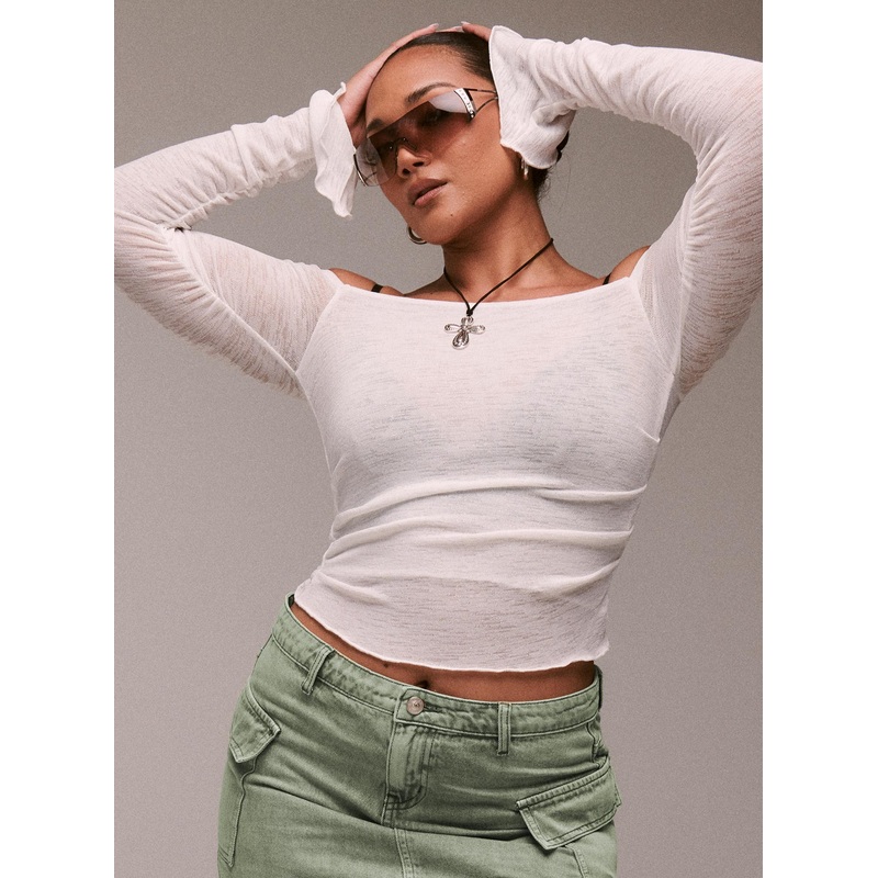 Taroona Off The Shoulder Top Ivory