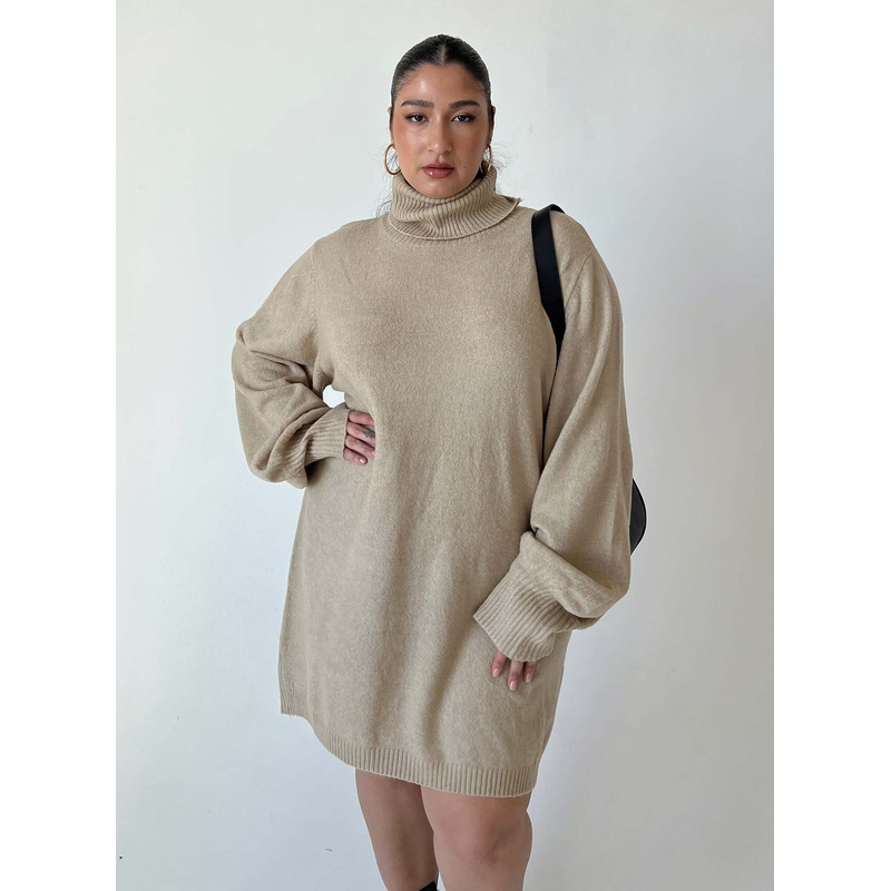 Zahara Mini Dress Beige Curve