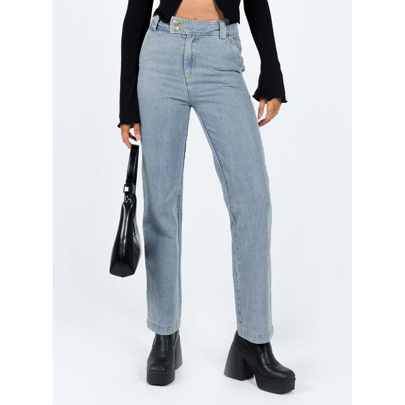 Ikena Straight Leg Jeans Light Wash Denim