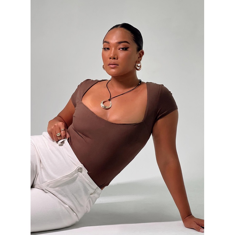 Nolan Short Sleeve Bodysuit Brown