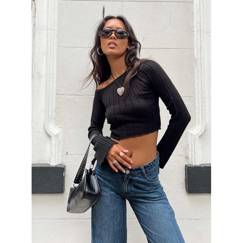 Santorini Knit Top Black