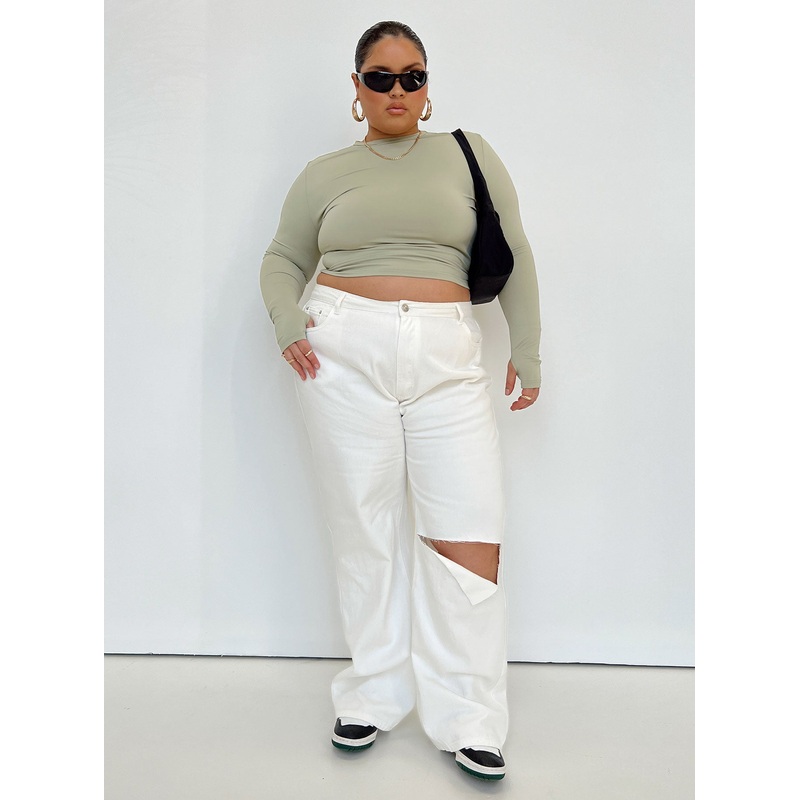Sevina Wide Leg Denim Jeans White Curve