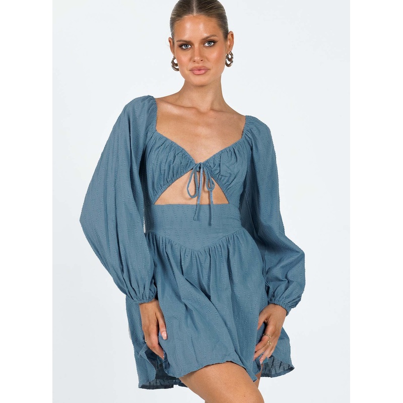 Tennyson Long Sleeve Mini Dress Blue