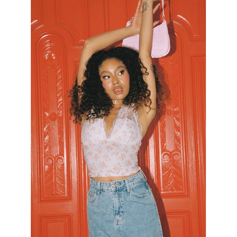 Typha Top White Floral