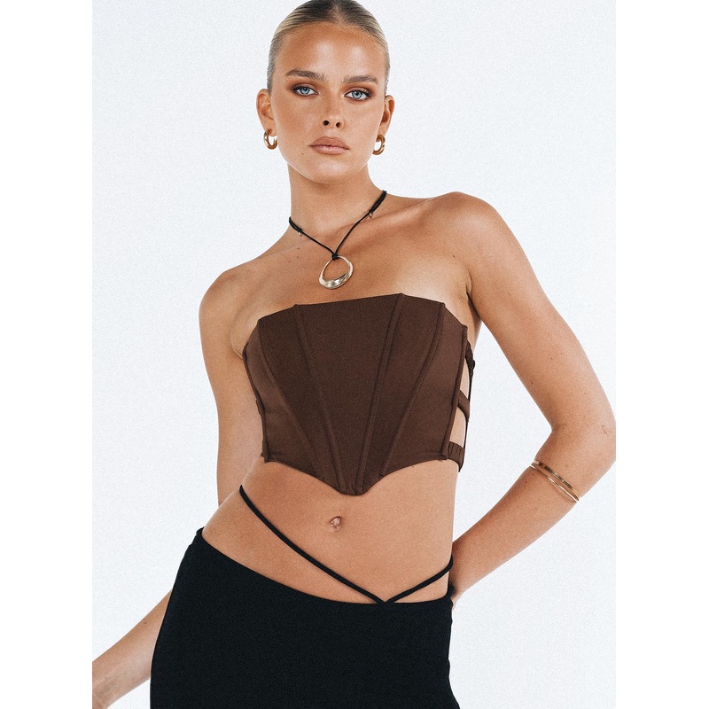Carnlea Strapless Top Brown