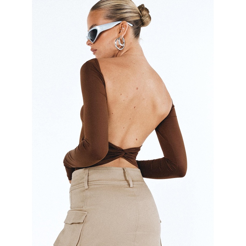 Caswell Long Sleeve Top Brown