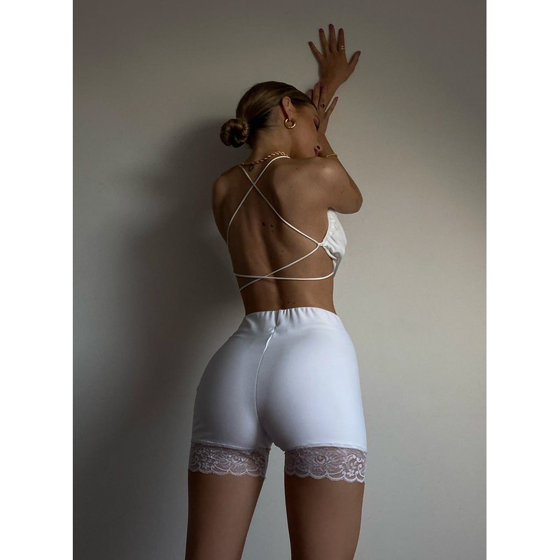 Lace Me Up Biker Short White