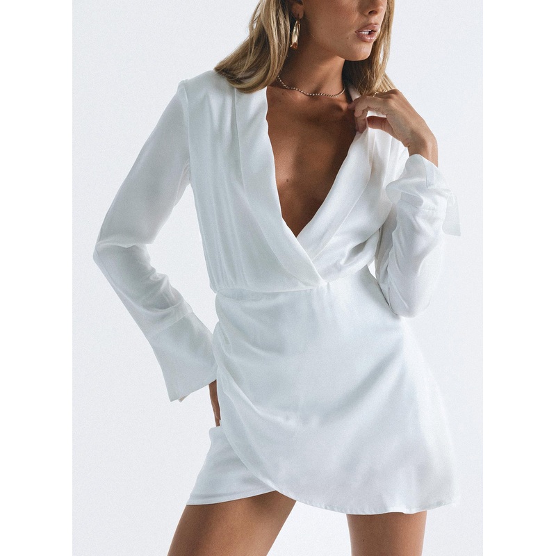 Triscay Long Sleeve Mini Dress White