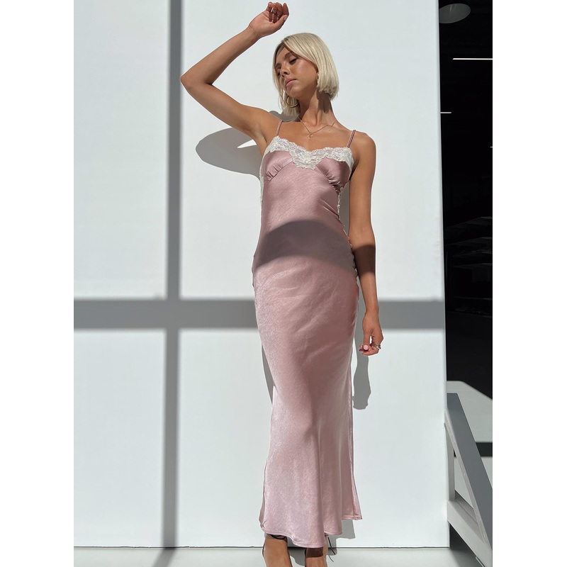 Alexina High Back Maxi Dress Pink