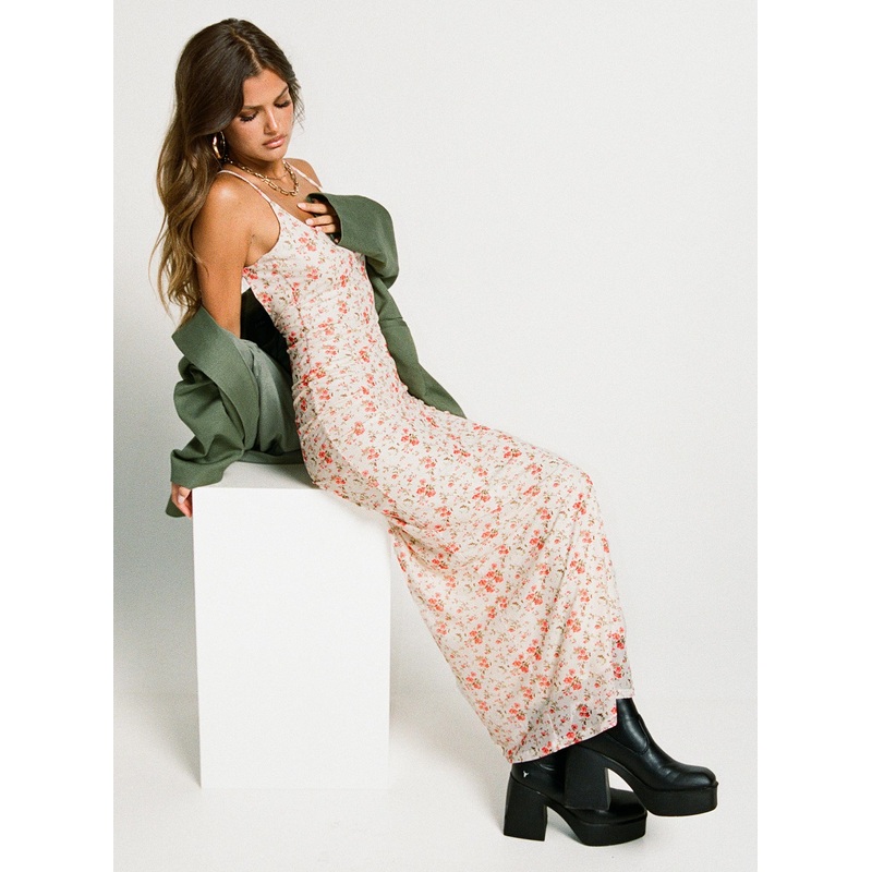 Knox Maxi Dress Beige Floral