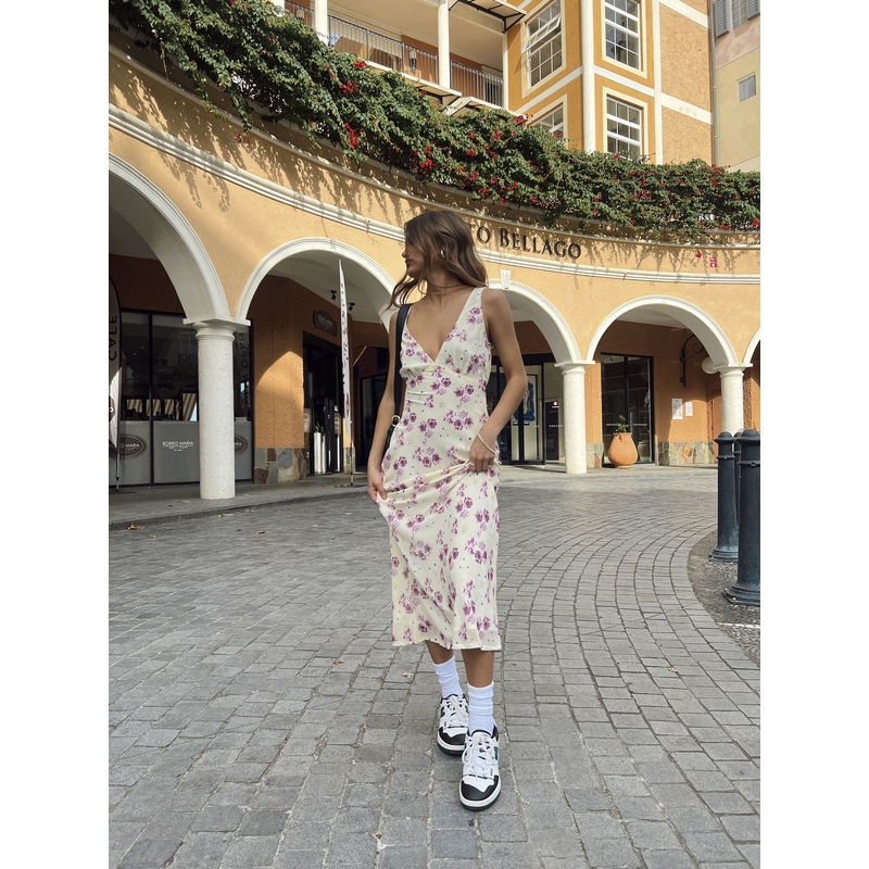 Nellie Midi Dress Yellow Floral