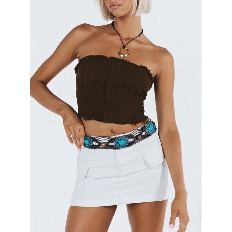 Zakai Cargo Denim Mini Skirt White
