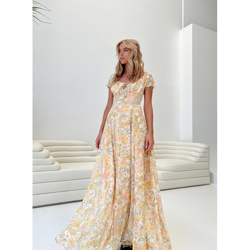 Masuda Maxi Dress Yellow Floral