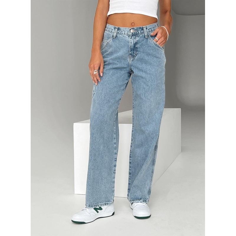 Tami Cargo Jeans Mid Wash Denim